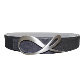 Grigio Logo Suede Silver Reversible Belt