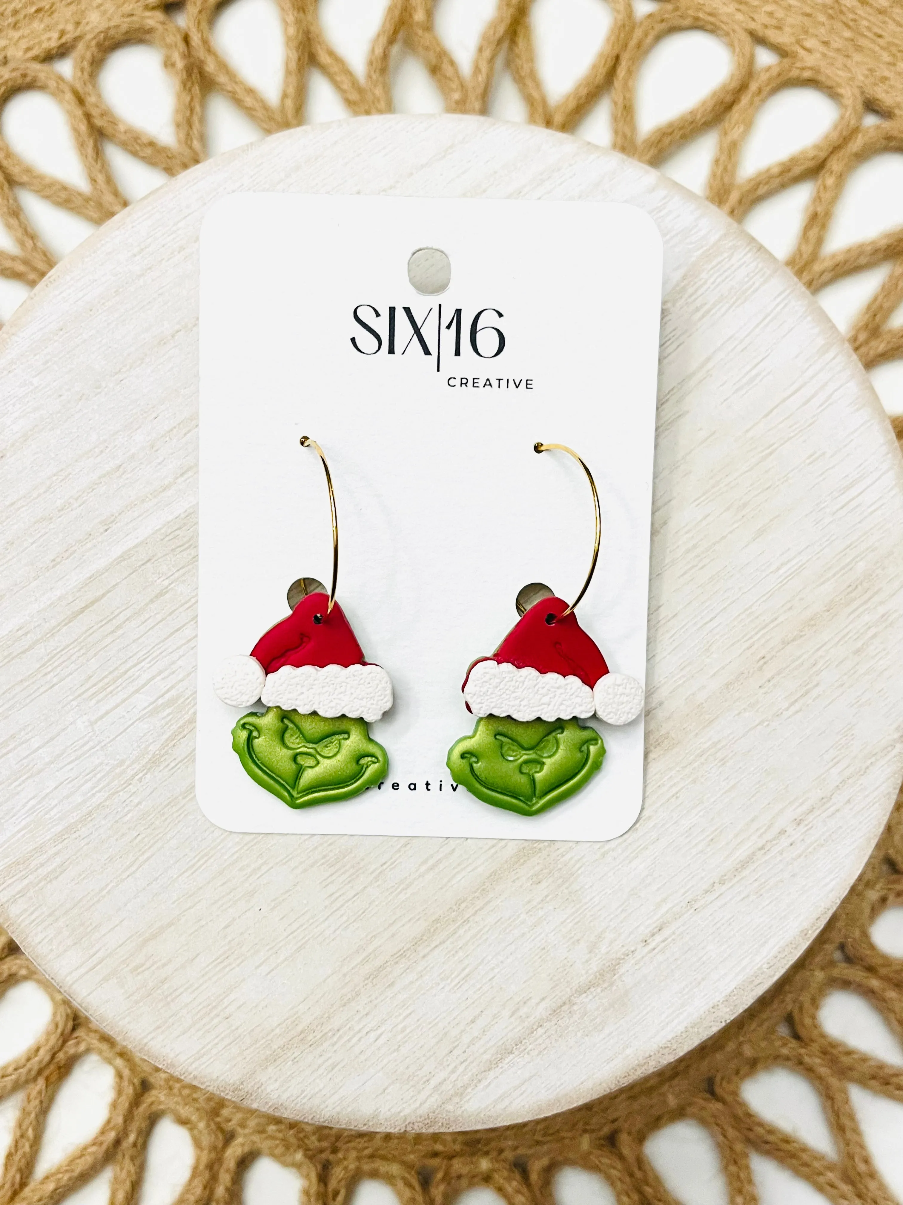 Grinch Polymer Clay Earrings