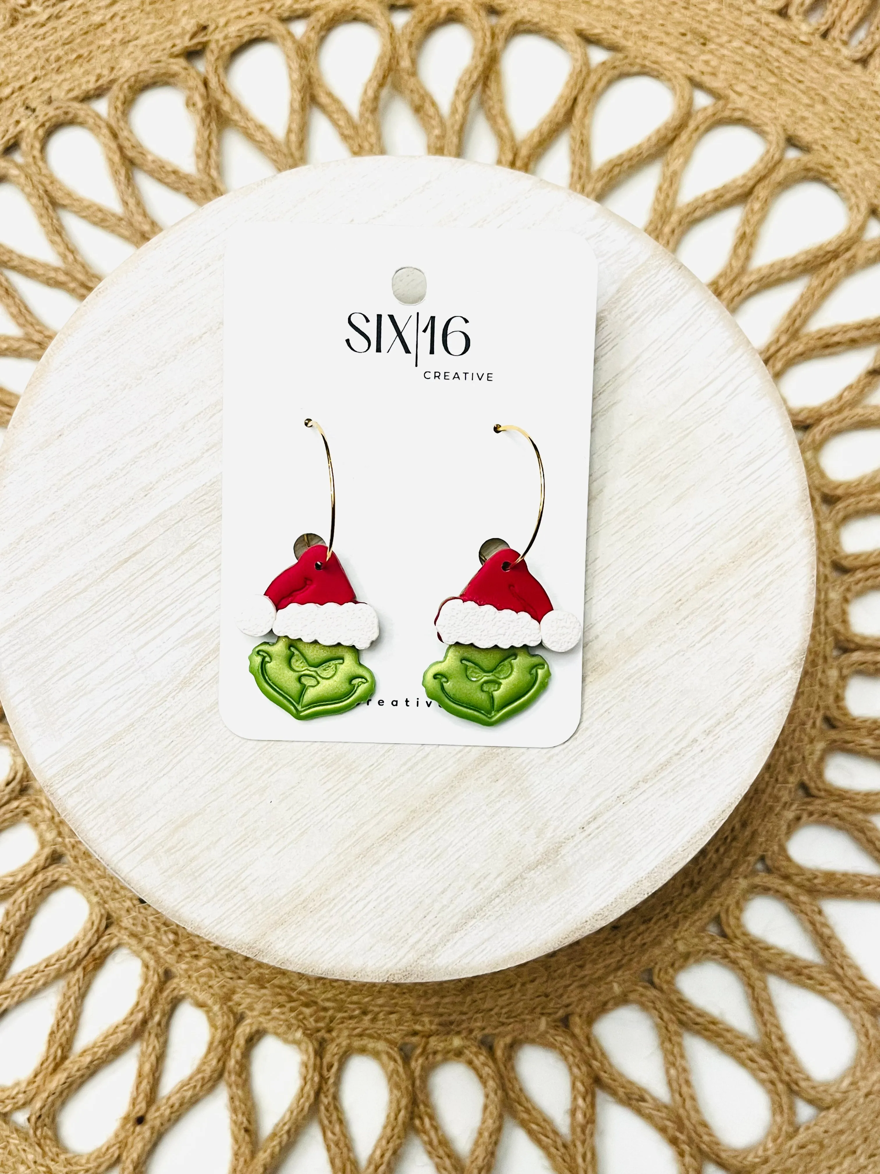 Grinch Polymer Clay Earrings