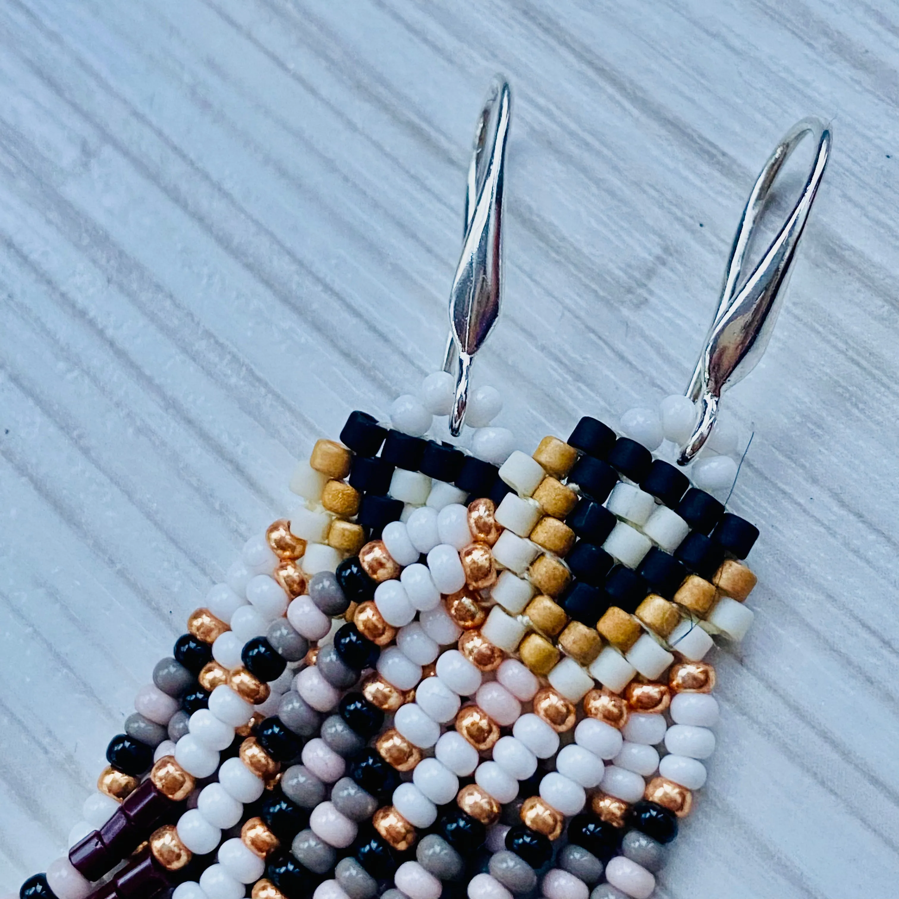 Handmade Long Dangle Ethnic seed beaded Earrings for Women in hippie boho style