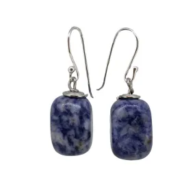 Handmade Natural Blue Spots Gemstone Earrings, Women's Dangle Drop Earrings