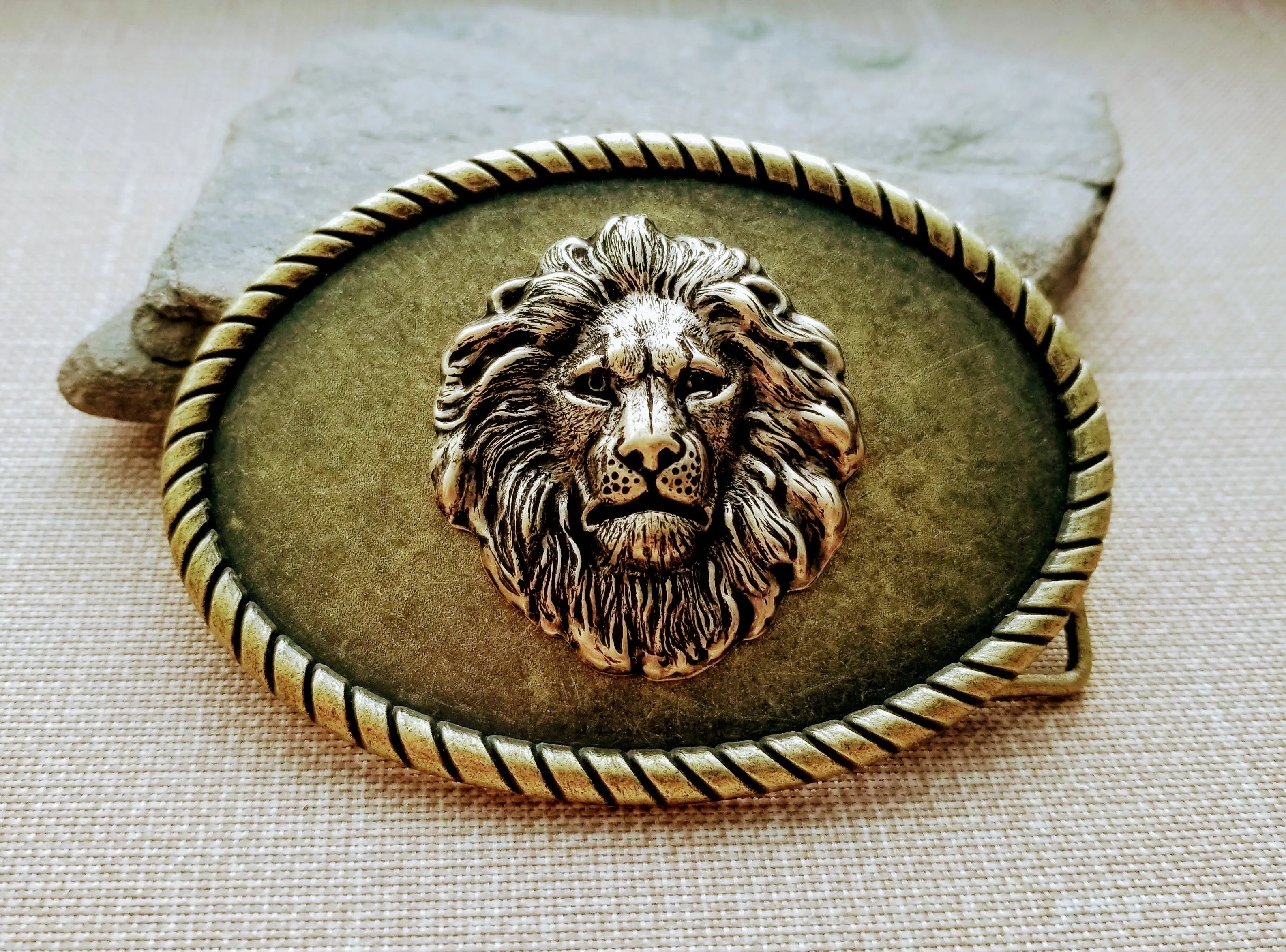 Handmade Oxidized Brass Steampunk Lion Belt Buckle