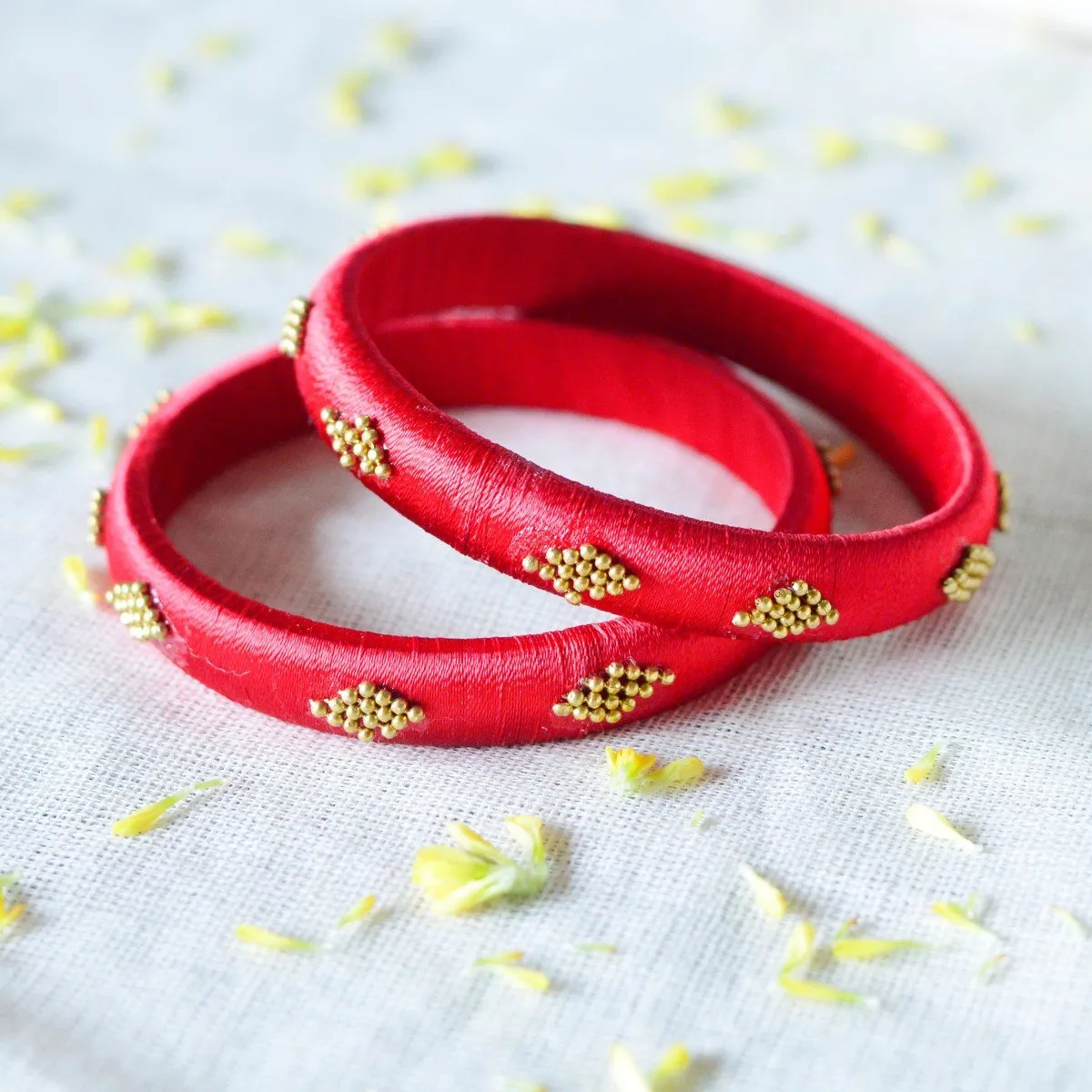 Handmade Rosey Red Silk Thread Choker Set