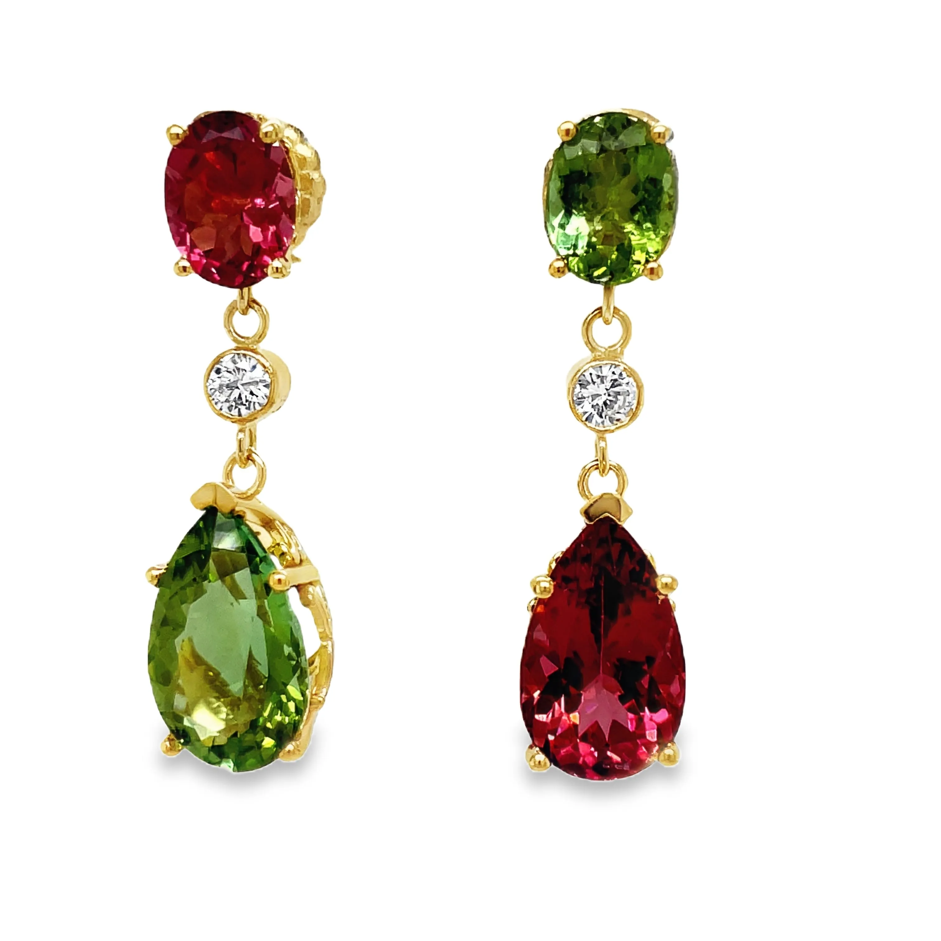 Handmade Tourmaline & Peridot Drop Earrings