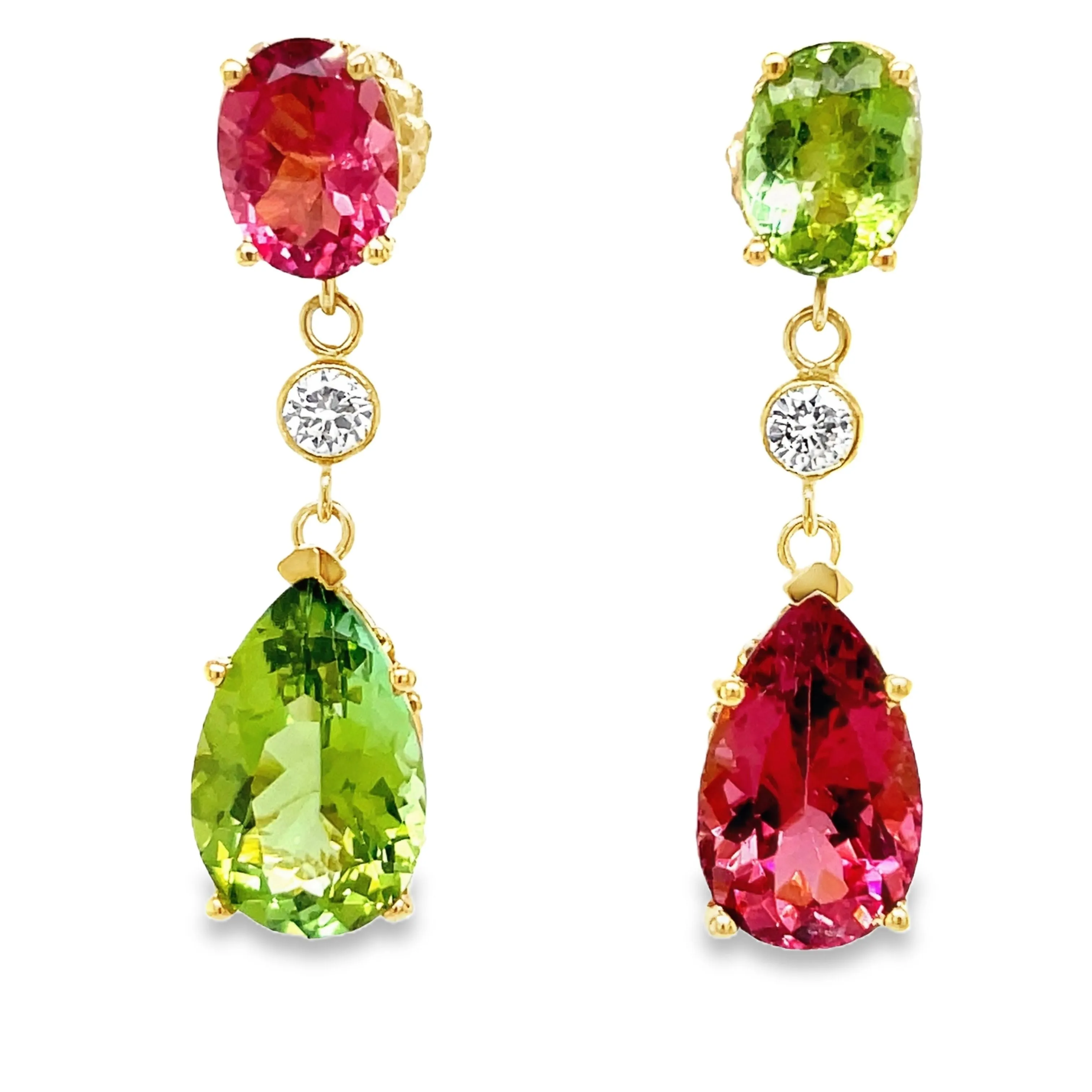 Handmade Tourmaline & Peridot Drop Earrings