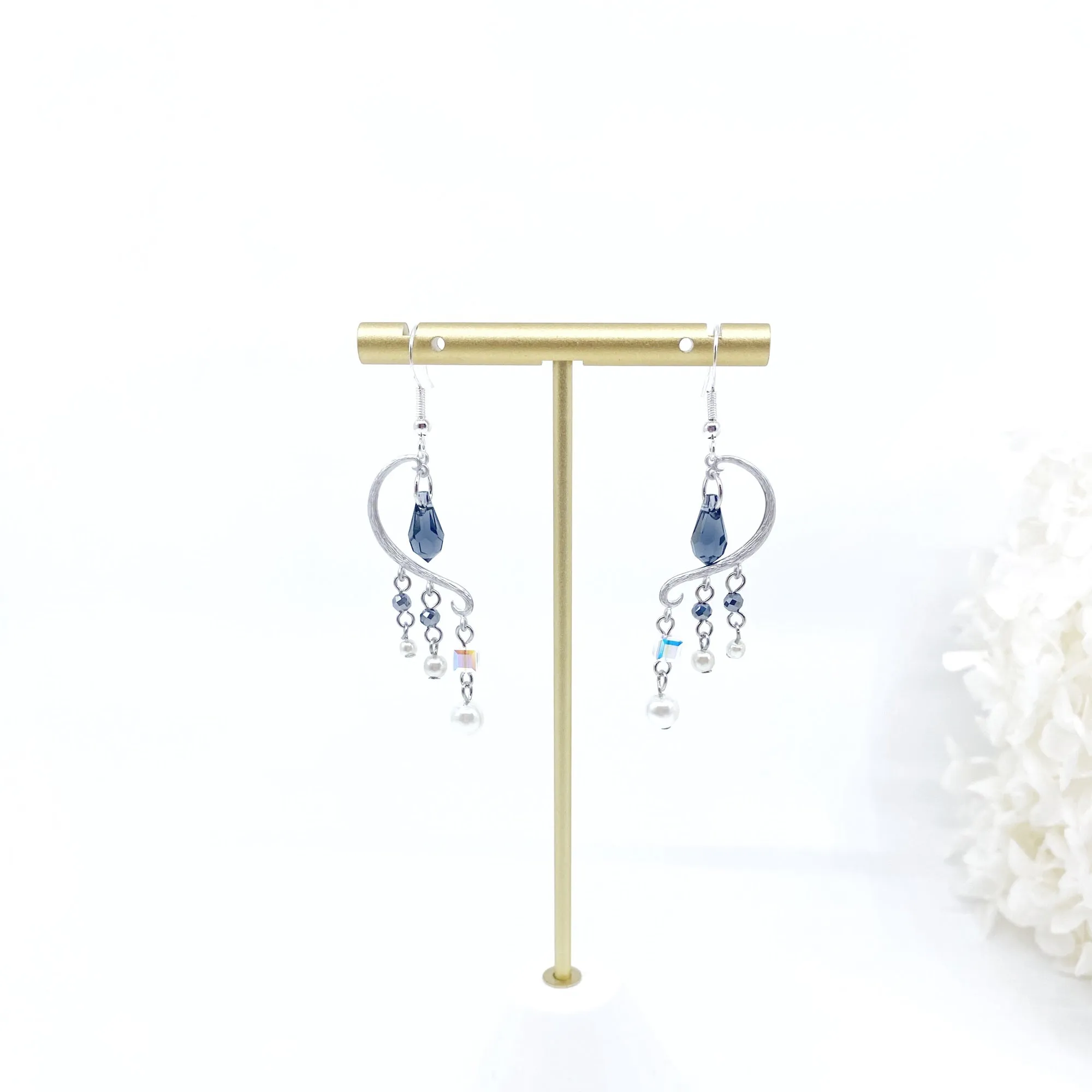 Heavenly Elegance Silver Smoky Blue Earrings