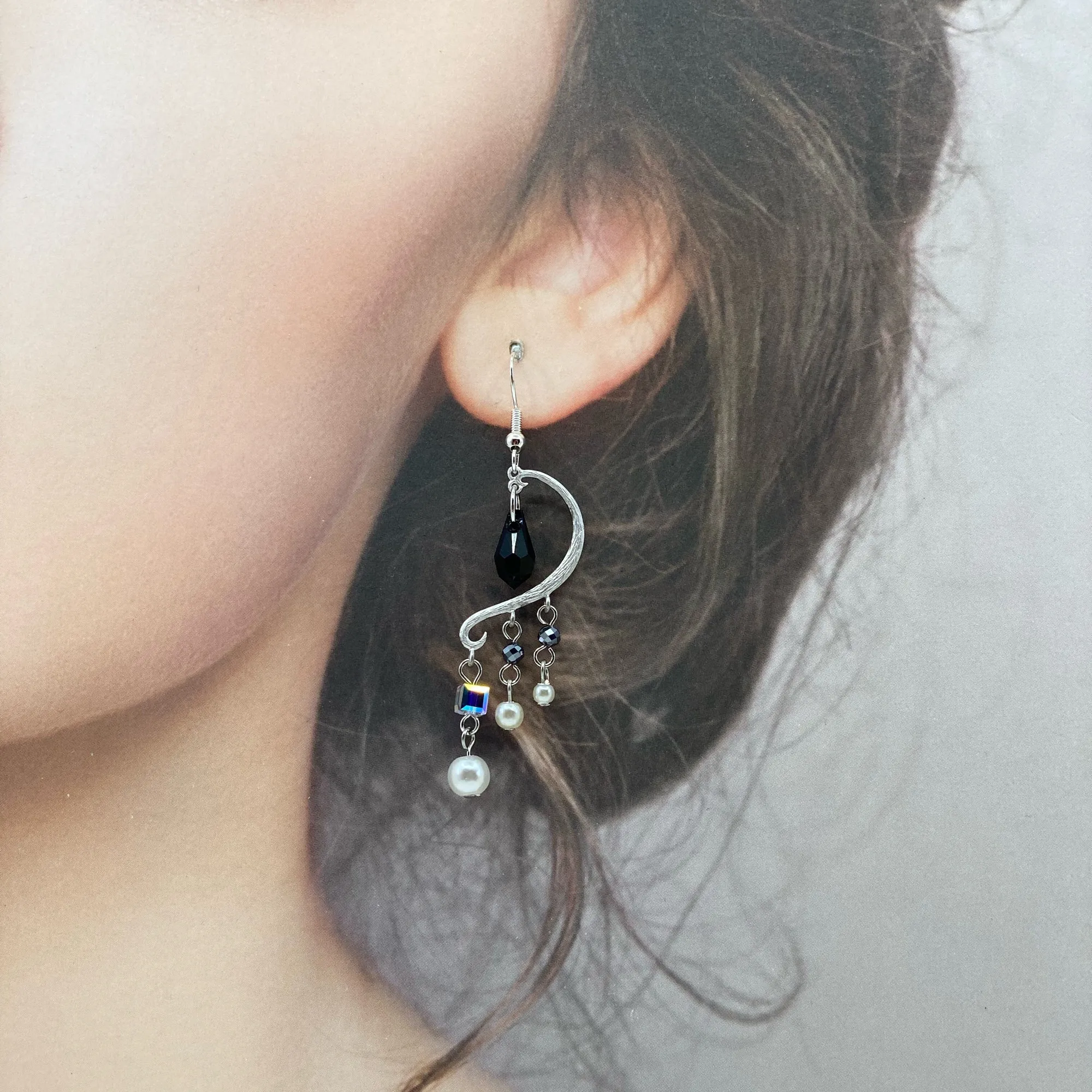 Heavenly Elegance Silver Smoky Blue Earrings