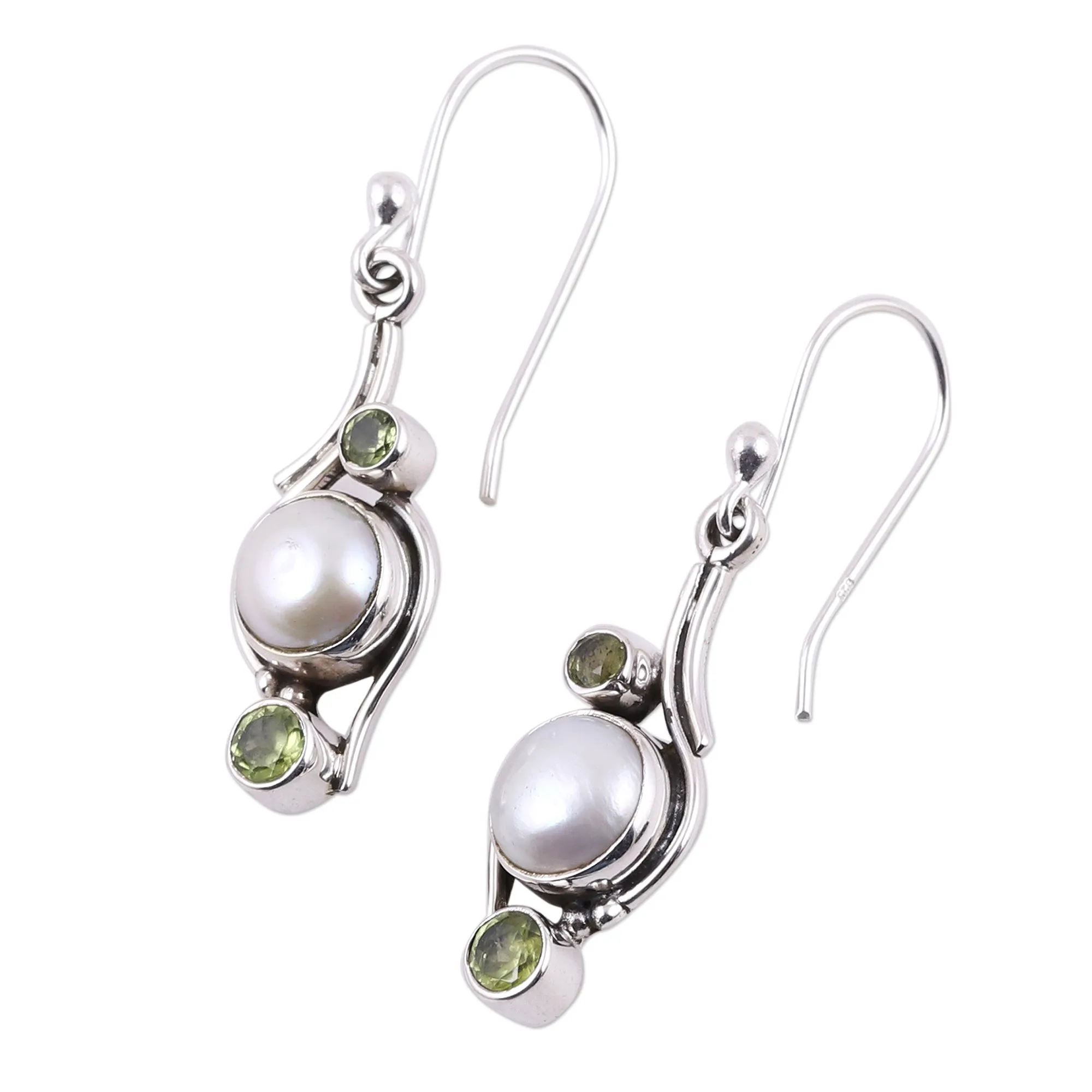 India Style Pearls and Peridot Earrings - Sweet Dreams | NOVICA