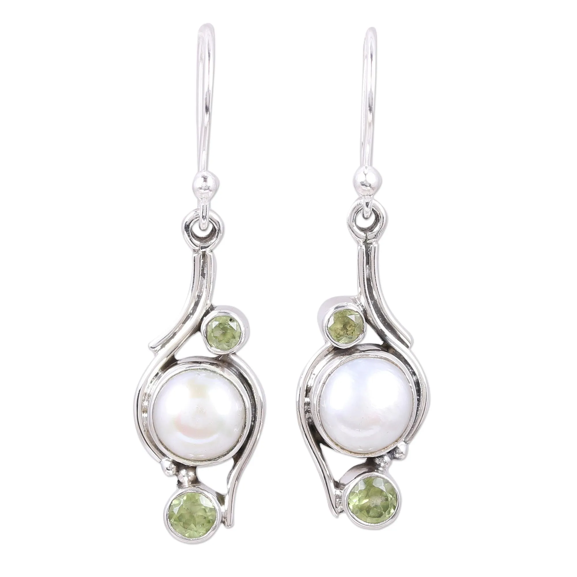 India Style Pearls and Peridot Earrings - Sweet Dreams | NOVICA