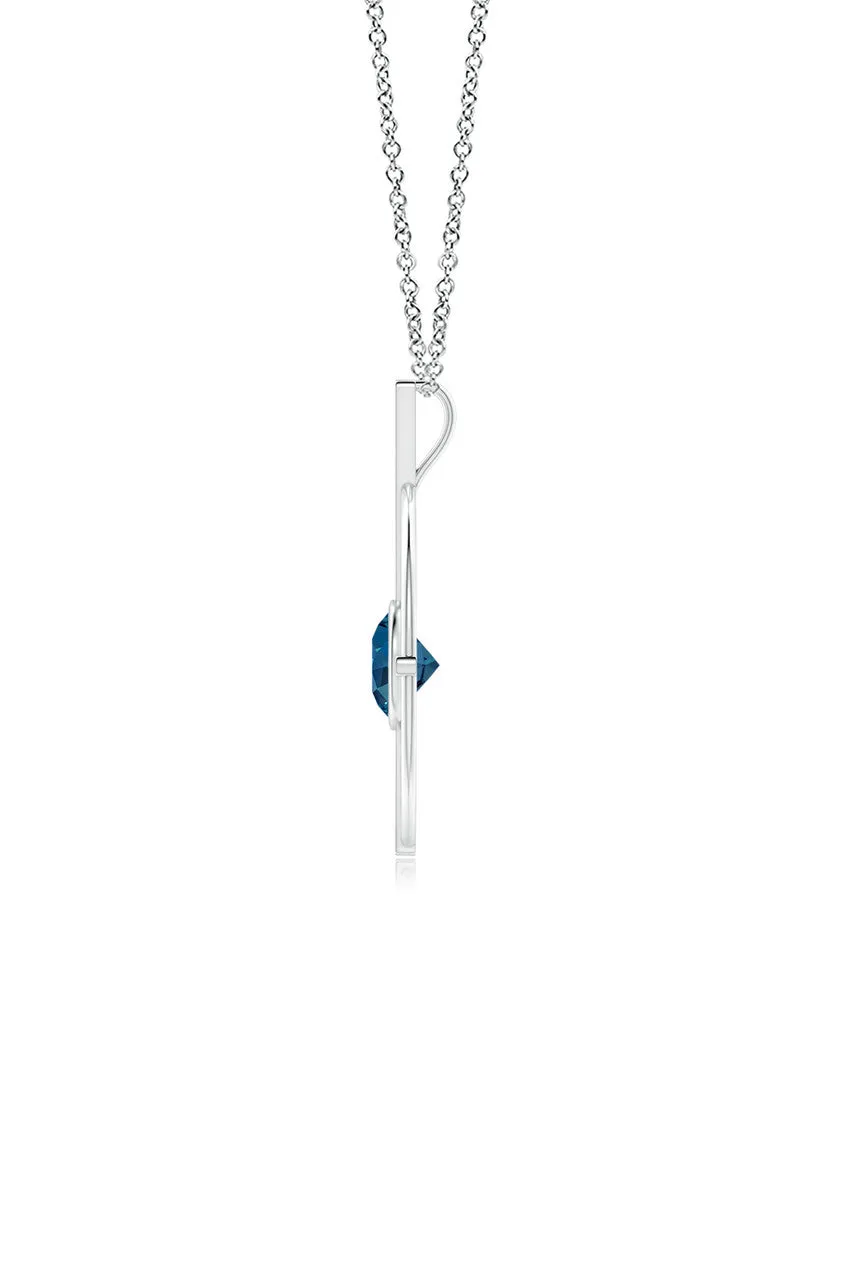 Infinity Concentric Circle 14K Gold and London Blue Topaz Pendant Necklace