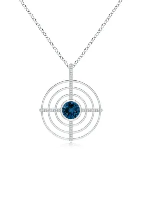 Infinity Concentric Circle 14K Gold and London Blue Topaz Pendant Necklace