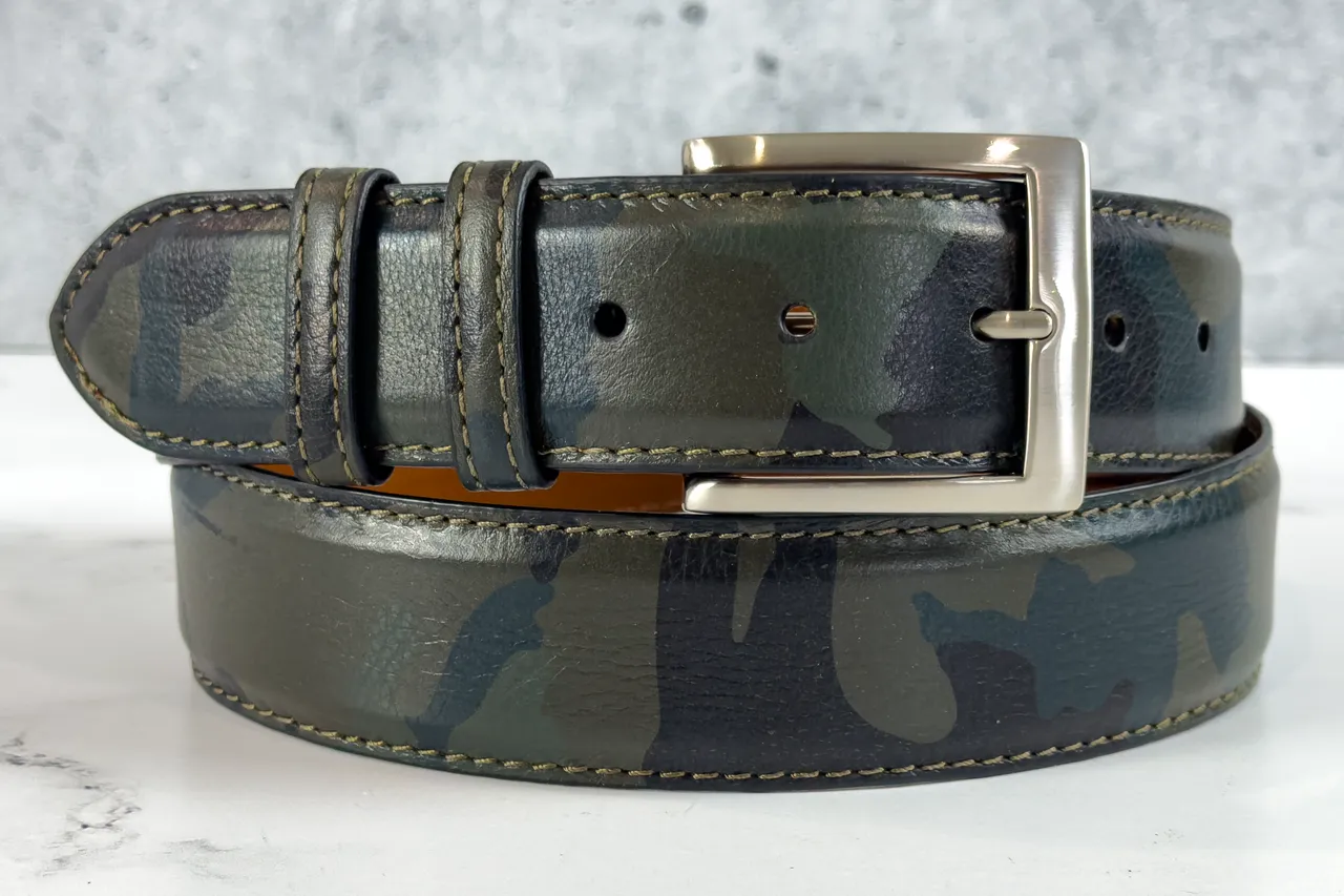 Italian Calf Belt: GreenCamo