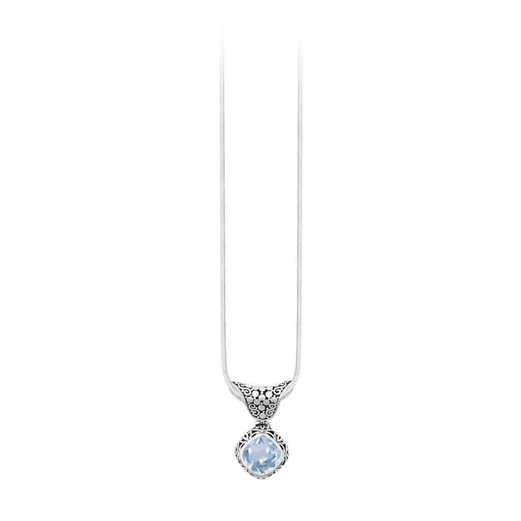 JD N54143 BLUE TOPAZ DIAMOND SHAPED NECKLACE