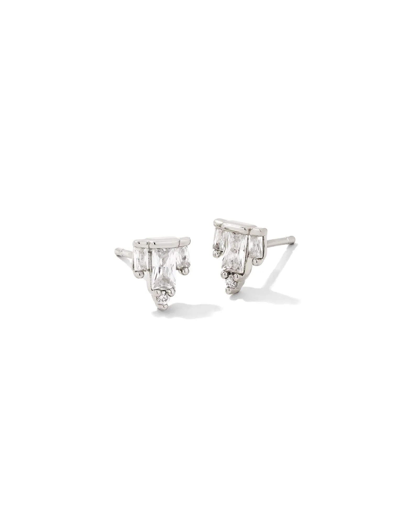 Juliette Stud Earrings in Rhodium White Crystal