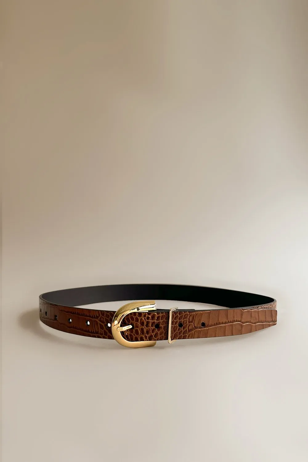 Kallmeyer Wide Leather Belt Chestnut Crocodile