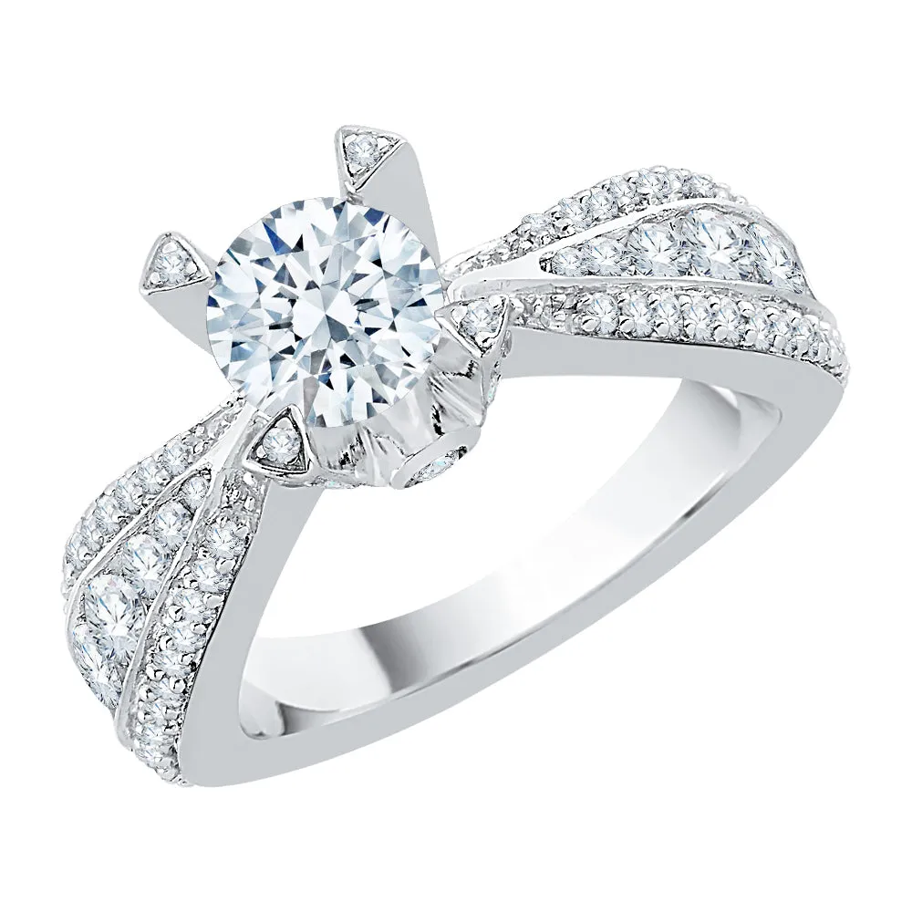 KATARINA Diamond Reverse Tapered Shank Solitaire Multi-row Engagement Ring (2 cttw)