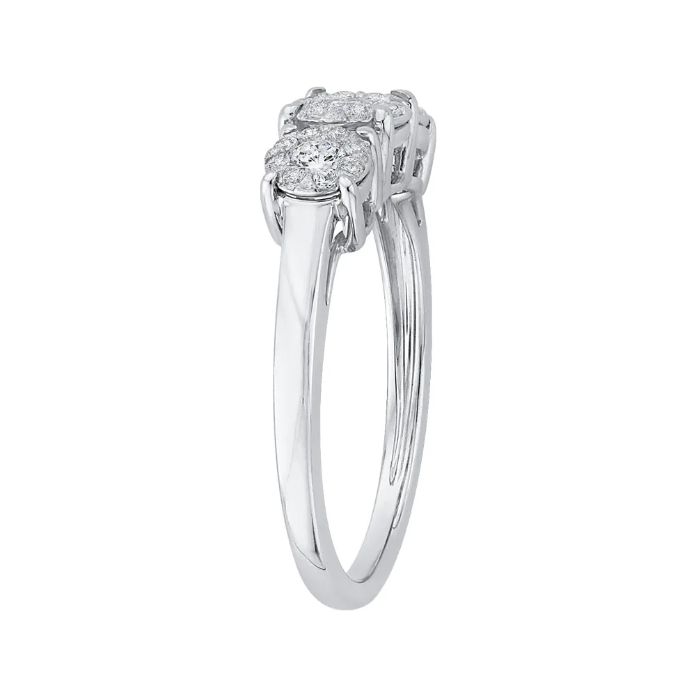 KATARINA Prong set Diamond Trio Cluster Engagement Ring (3/8 cttw)