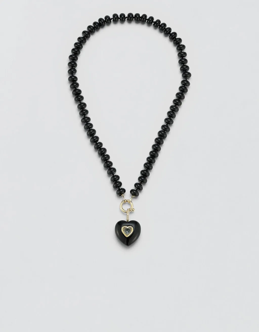 kate collins black onyx stone heart pendant