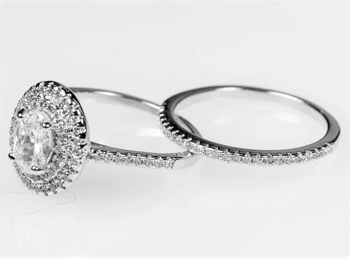 Kehira 1ct Oval Halo Engagement Ring Set | 2.3ct