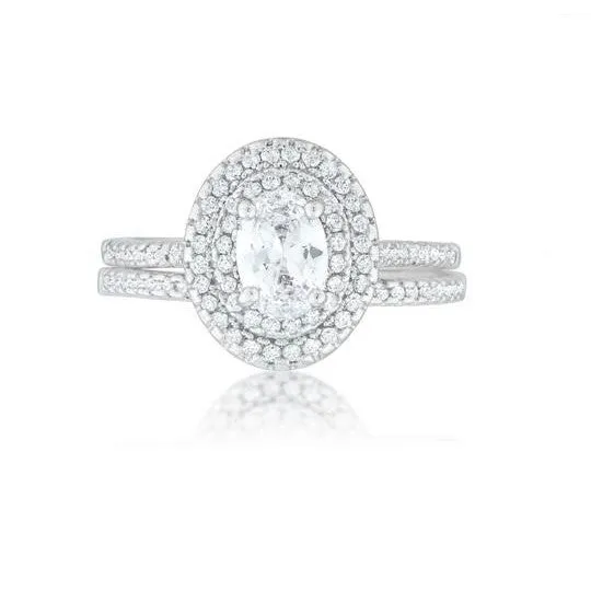 Kehira 1ct Oval Halo Engagement Ring Set | 2.3ct