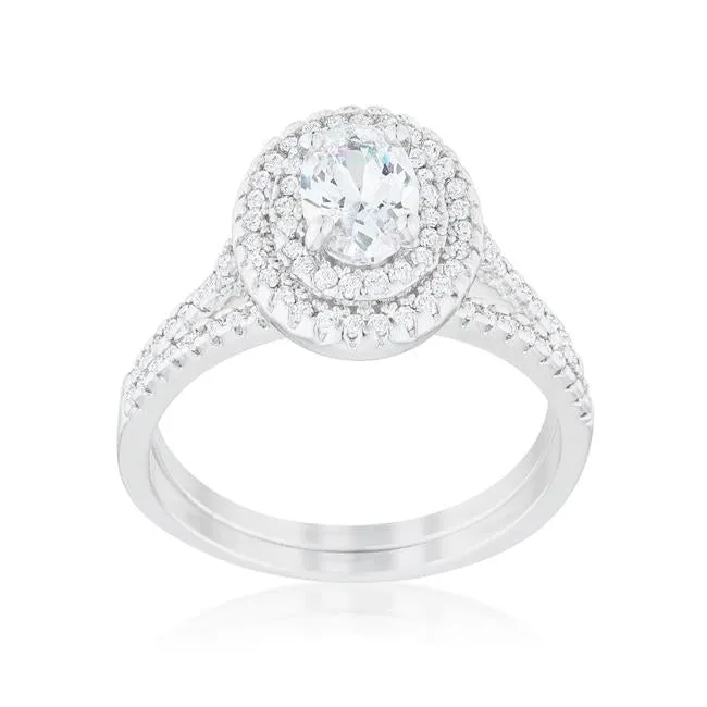 Kehira 1ct Oval Halo Engagement Ring Set | 2.3ct