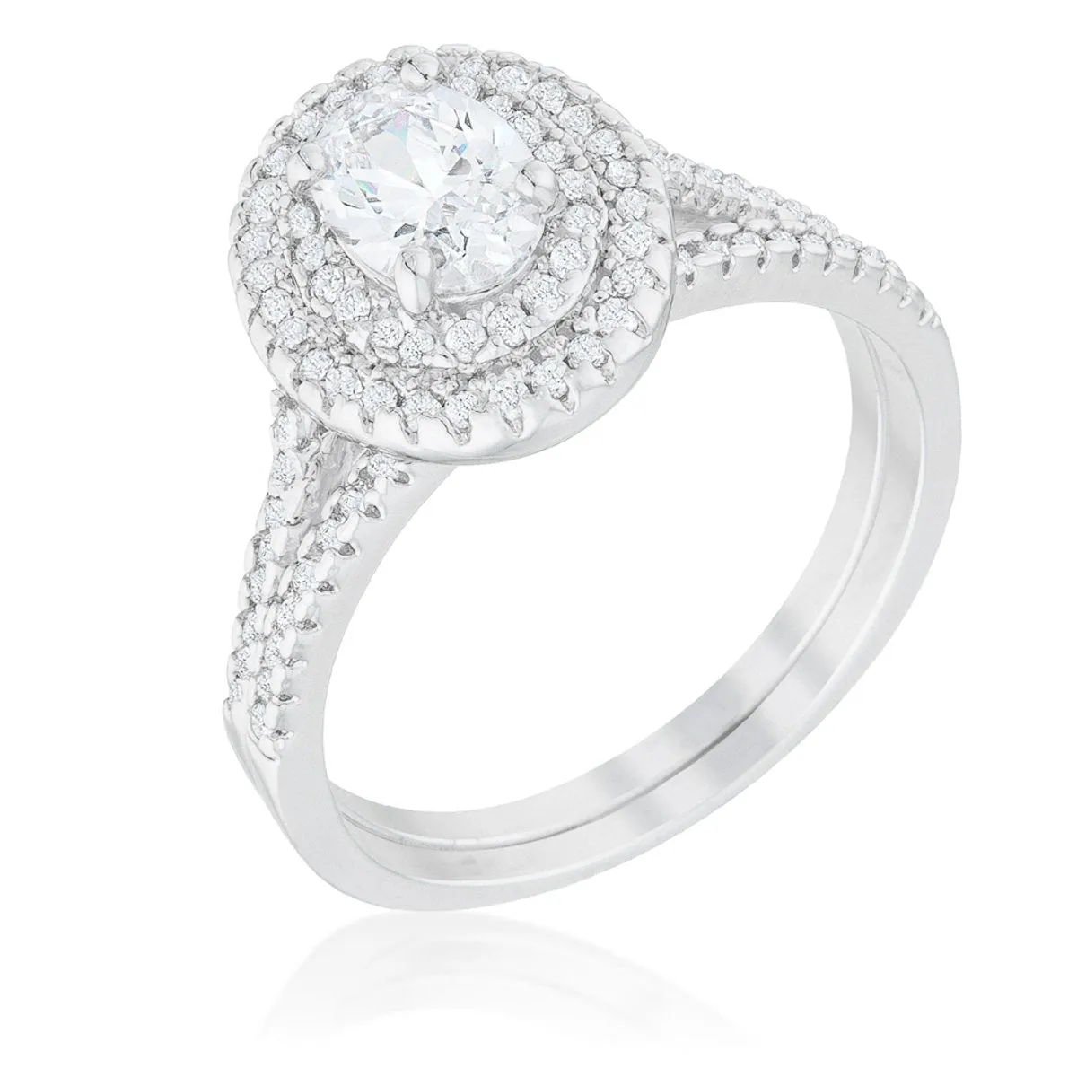 Kehira 1ct Oval Halo Engagement Ring Set | 2.3ct