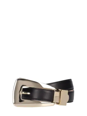 Khaite   30mm Lucca leather buckle belt 