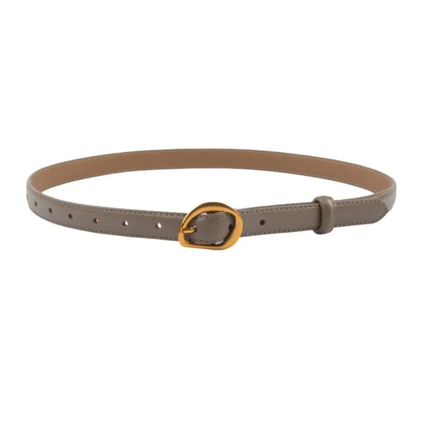 Khaki Women's Leather Belts with Gold Buckle 卡其色女士金扣皮帶 KCBELT1119a