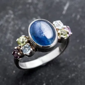 Kyanite Ring - Blue Oval Ring - Vintage Cocktail Ring