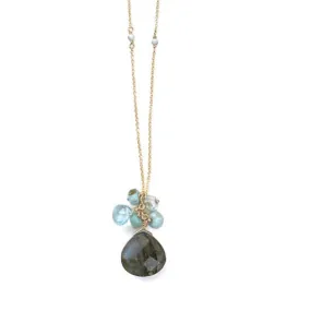 Labradorite, Blue Topaz, Larimar Cluster Necklace