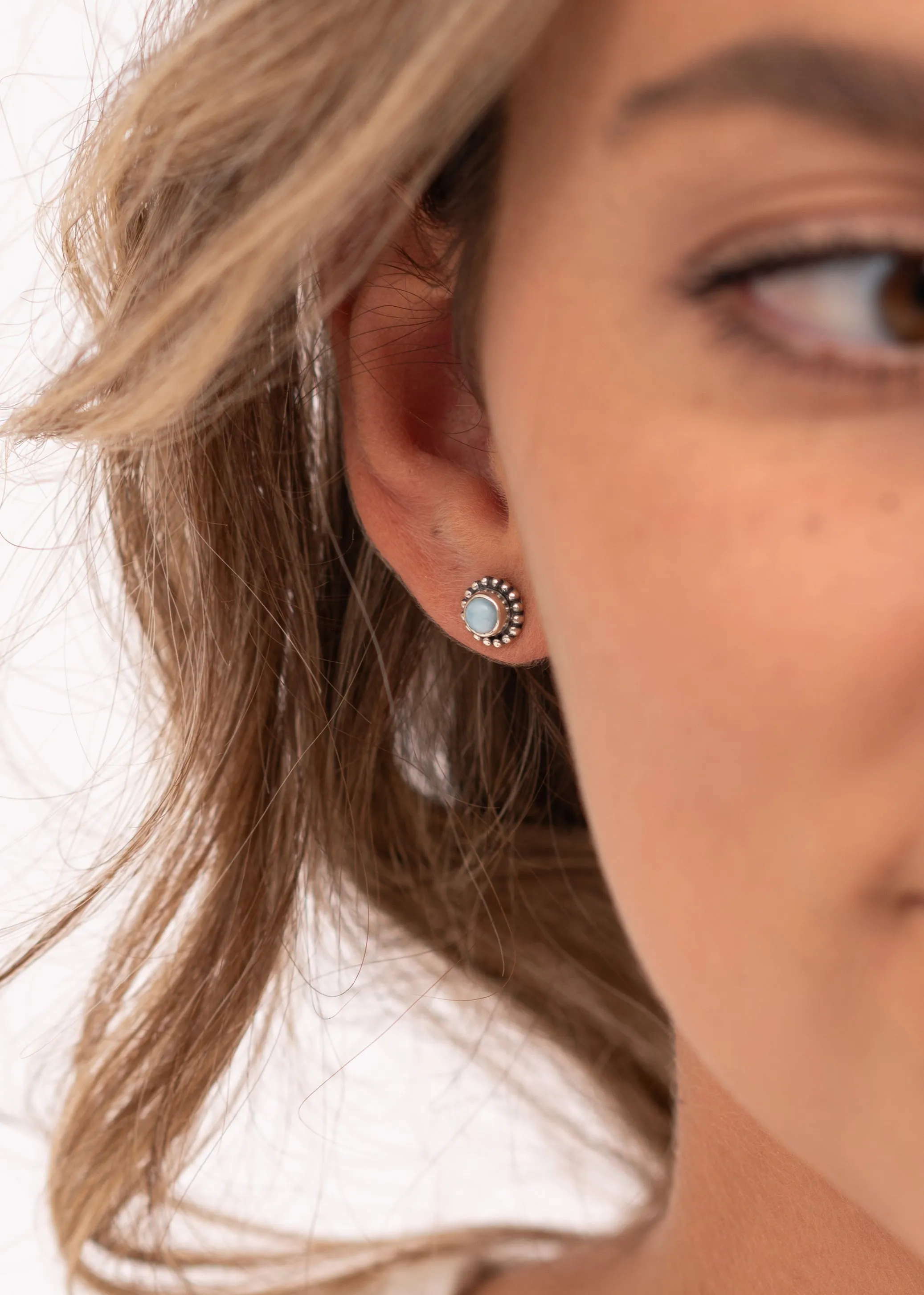 Larimar Marina Stud Earrings