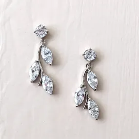 Leaf Dangle CZ Earrings