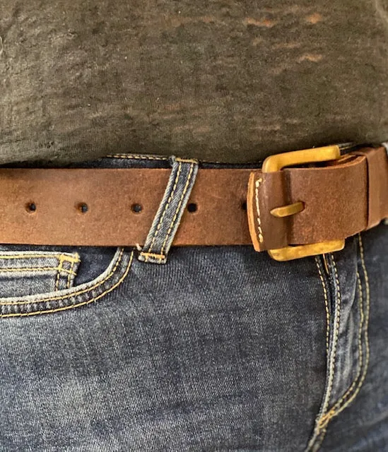 Leather Buckle Belt Chocolate