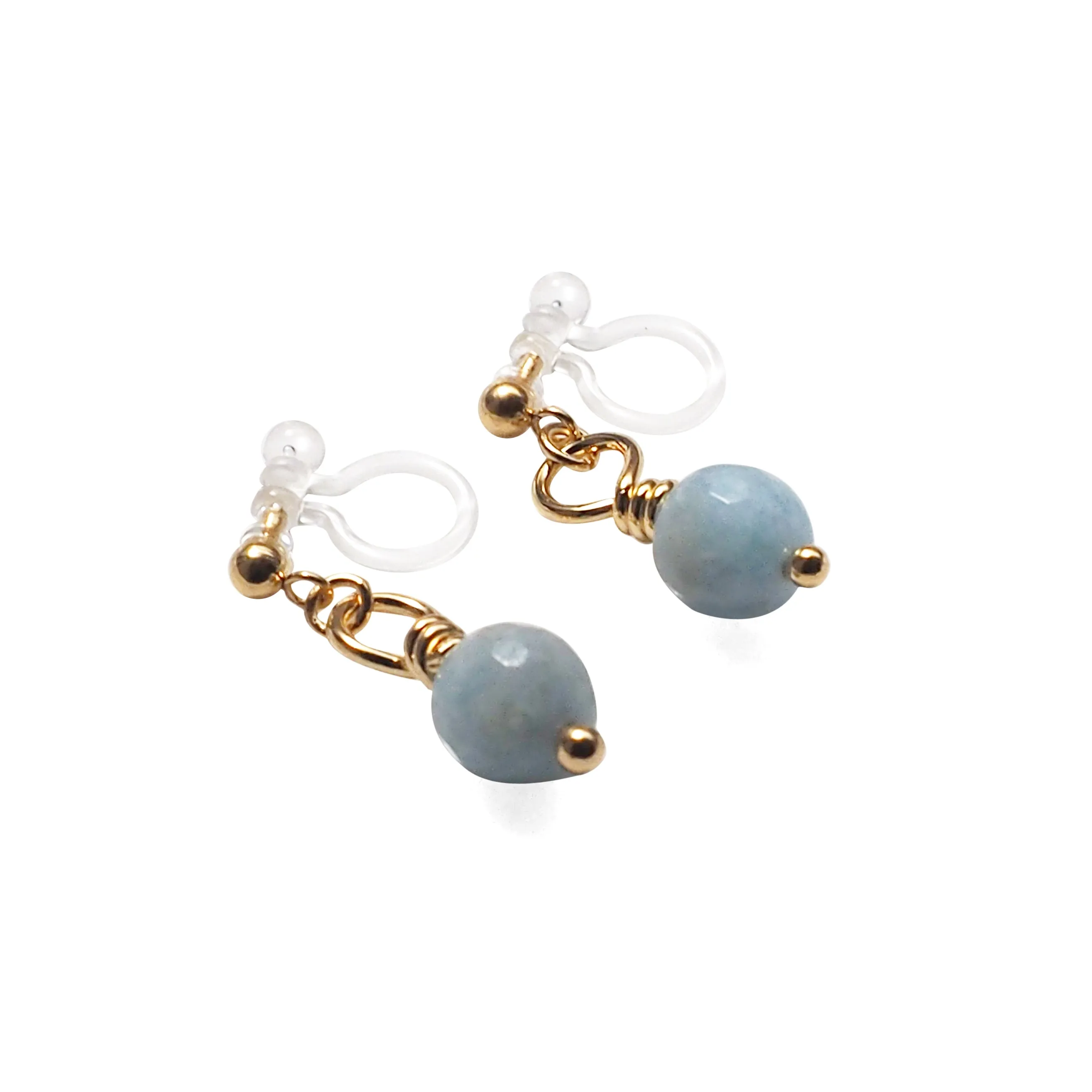 Light Blue Aquamarine Invisible Clip On Earrings