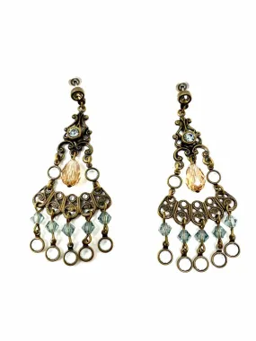 Liz Palacios Brass Chandelier Dangle Crystal Earrings