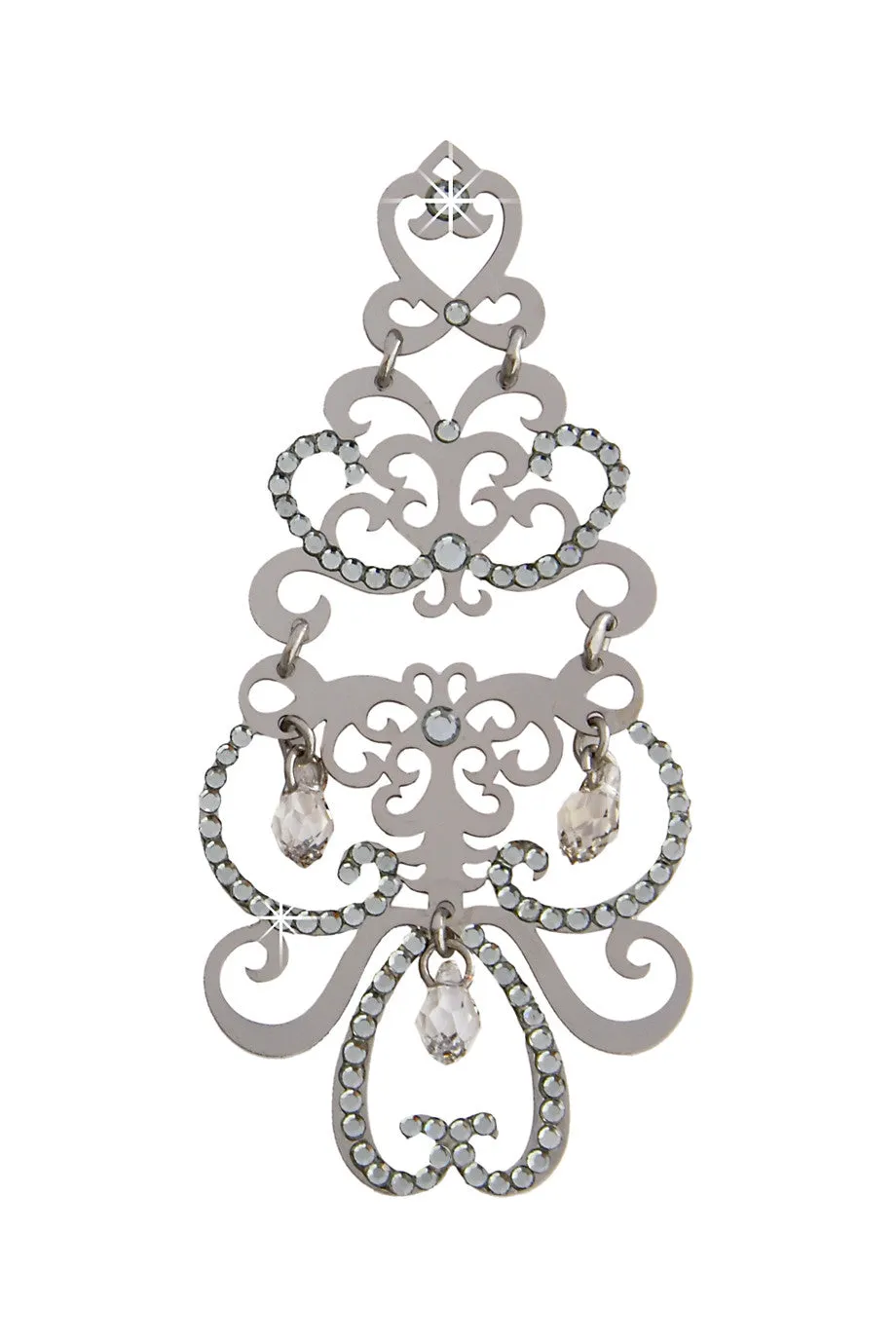 LK DESIGNS Dark Silver Chandelier Earrings