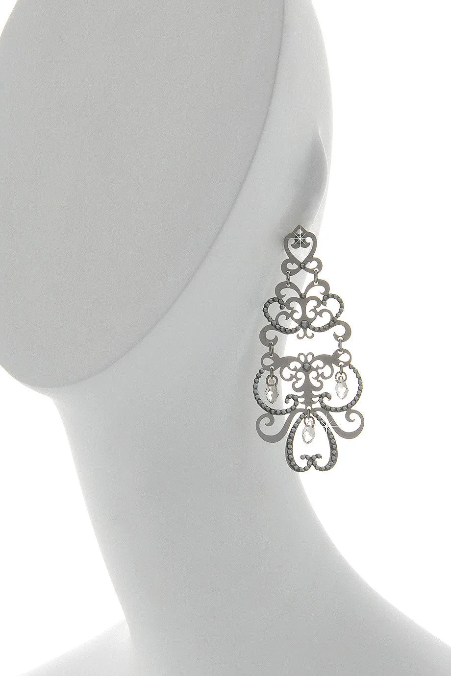 LK DESIGNS Dark Silver Chandelier Earrings