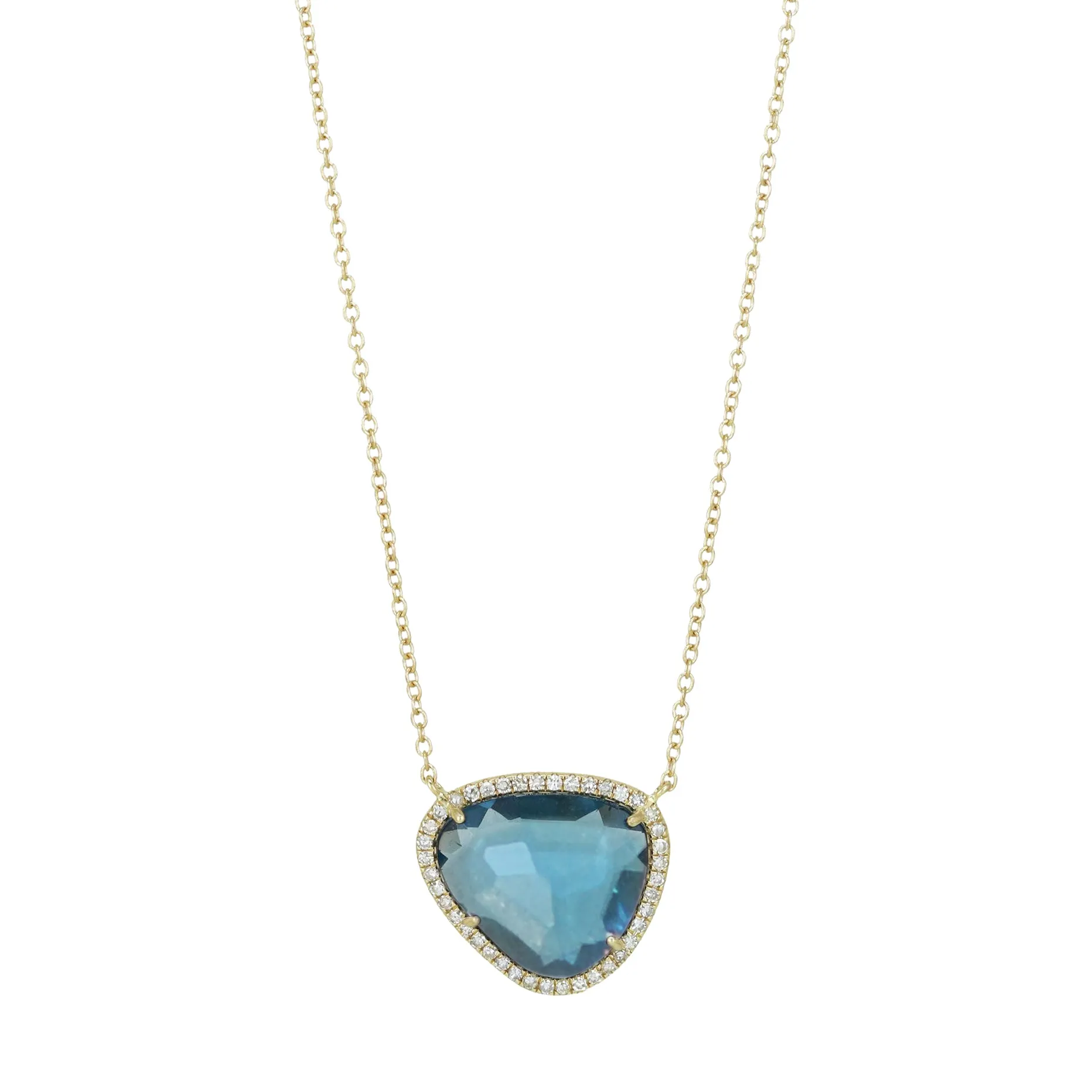 London Blue Topaz Organic Shape Necklace With Diamonds