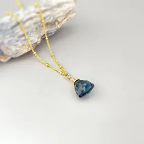 London Blue Topaz Quartz Necklace Gold, Silver, Rose Gold