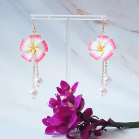 Lucky Plumeria Pink Drop Earrings