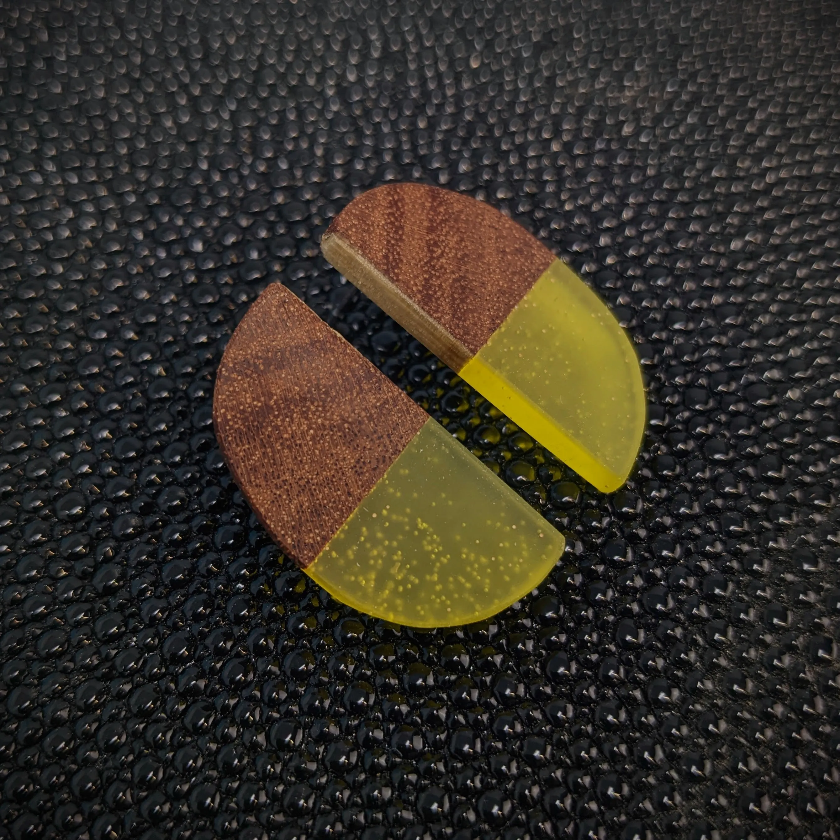 Mahogany Yellow Semicircle Stud Earrings