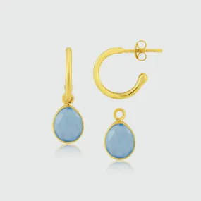 Manhattan Gold & Blue Chalcedony Interchangeable Gemstone Earrings