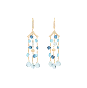 Marco Bicego Paradise Blue Topaz and London Blue Topaz Chandelier Earrings