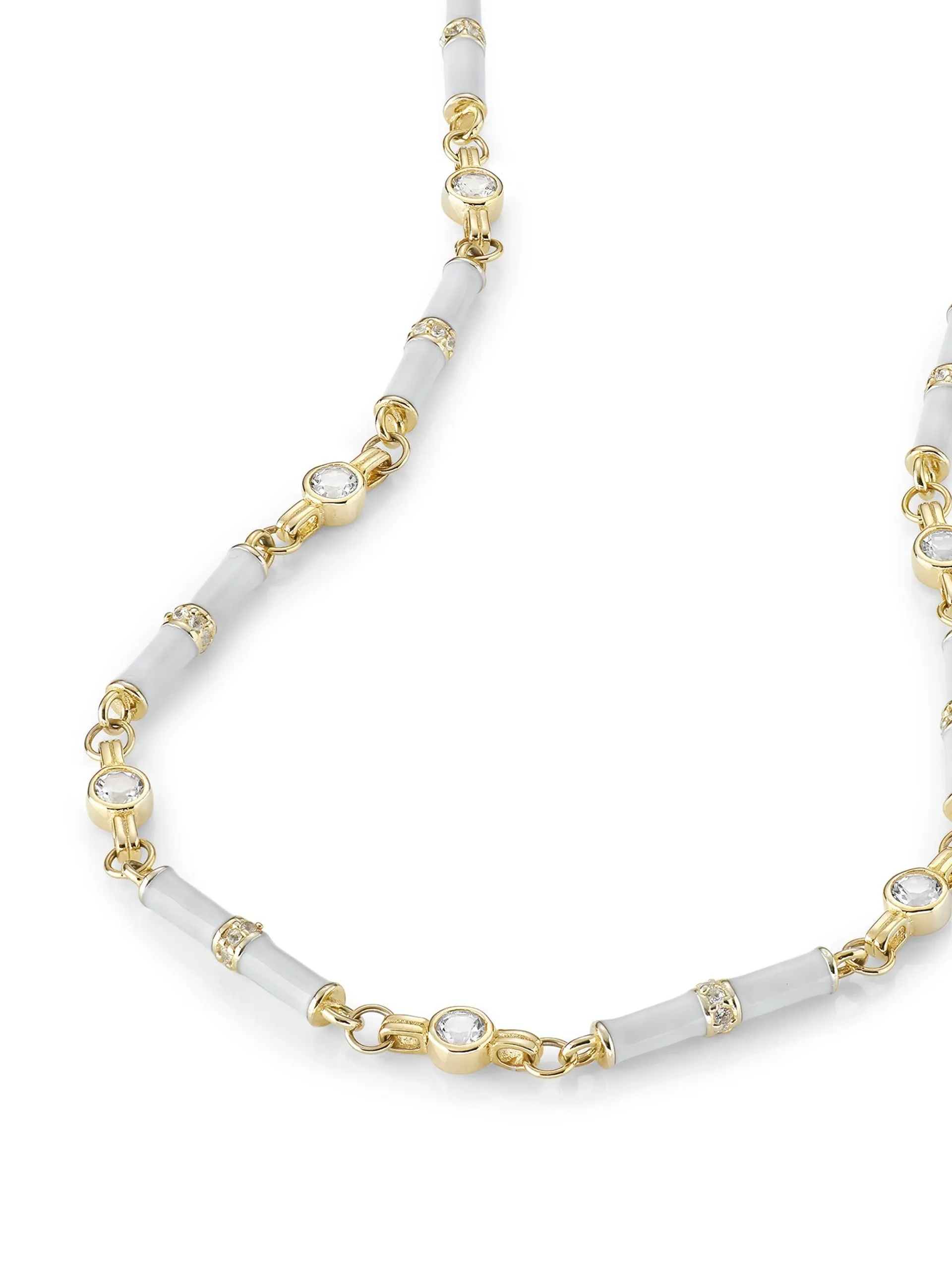 Marlowe white enamel necklace with white topaz