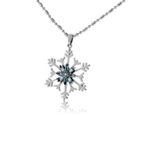 Marquise Blue Topaz Snowflake Pendant