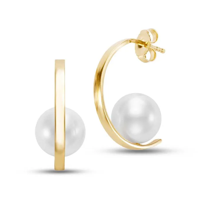 Mastoloni 8-8.5mm Freshwater Cultured Pearl Half Moon Earring in 14K Yellow Gold