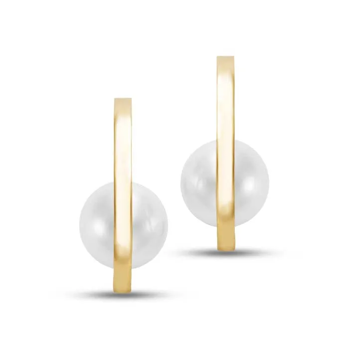 Mastoloni 8-8.5mm Freshwater Cultured Pearl Half Moon Earring in 14K Yellow Gold