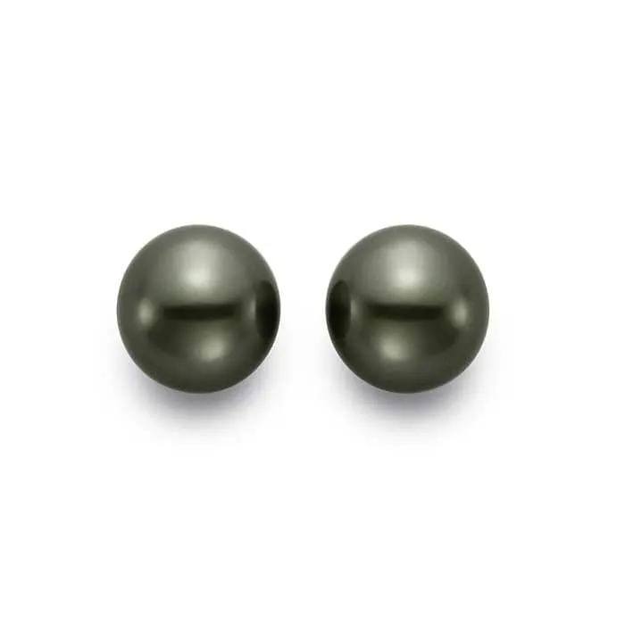 Mastoloni 9-9.5MM Black Tahitian Pearl Stud Earrings in 14K White Gold