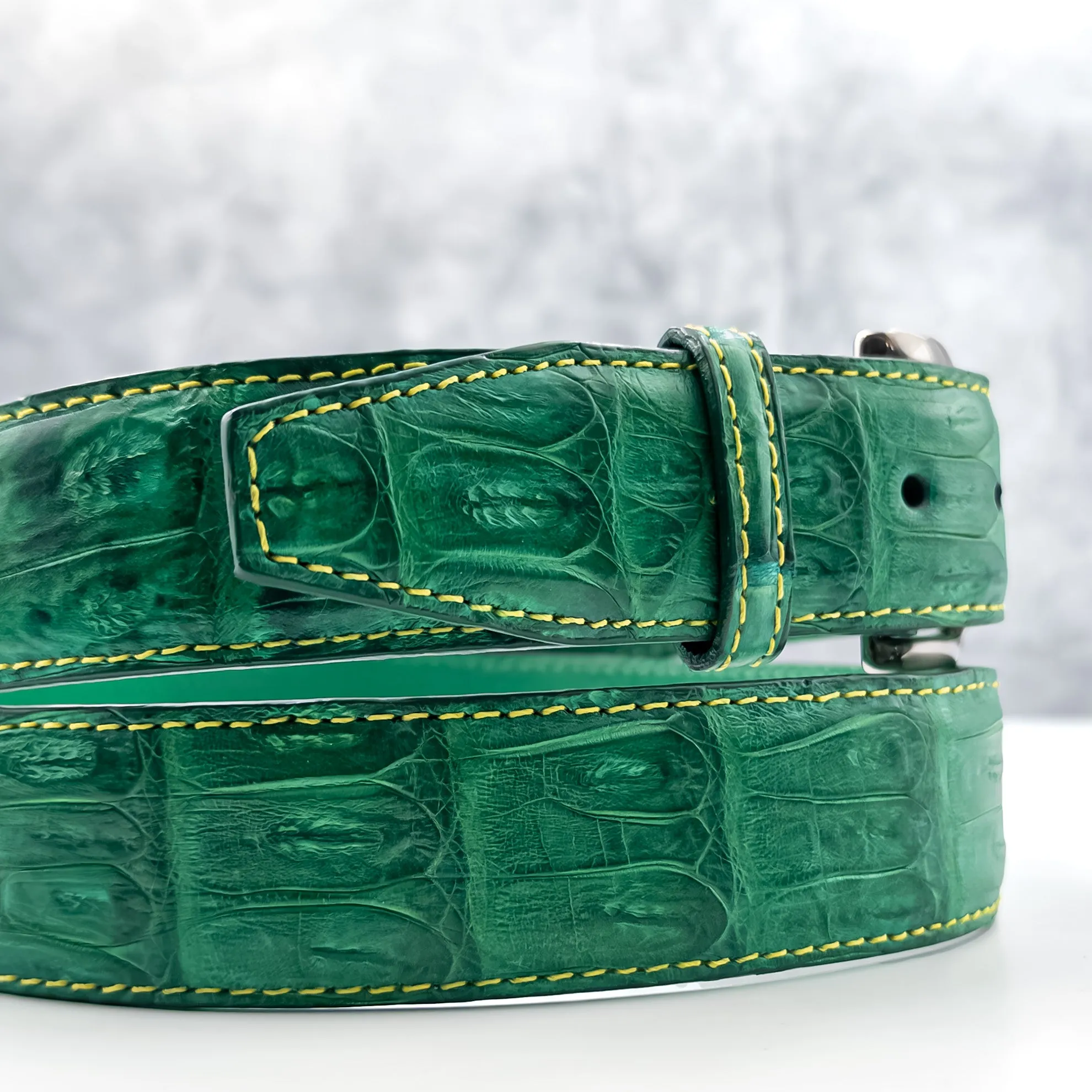 Matte Caiman Tail Belt: Grass Green