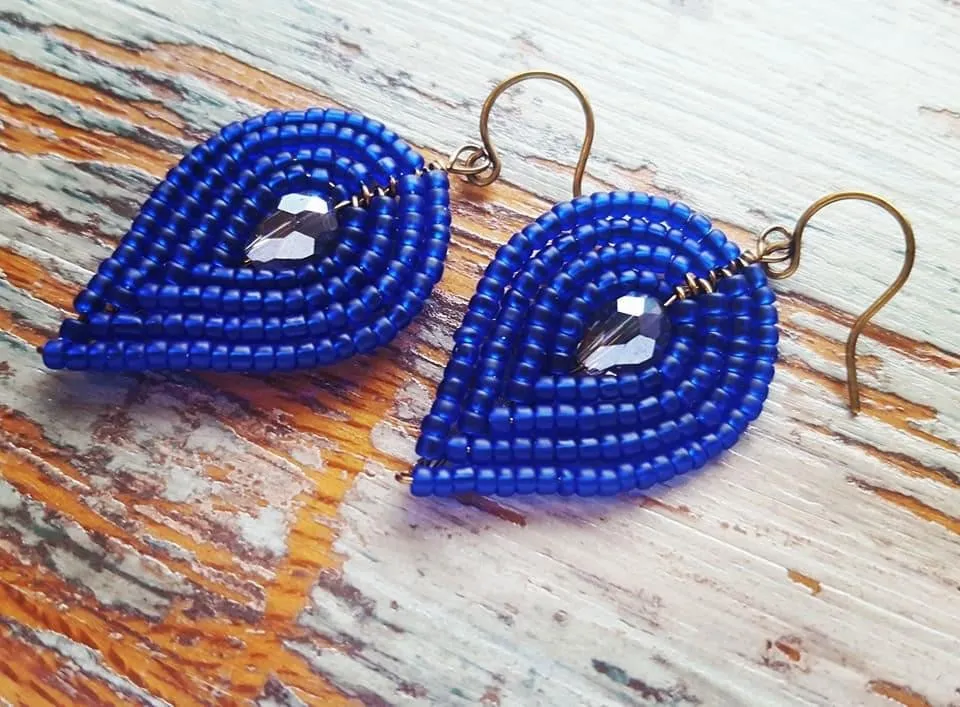 Medium Beaded Petal Earrings